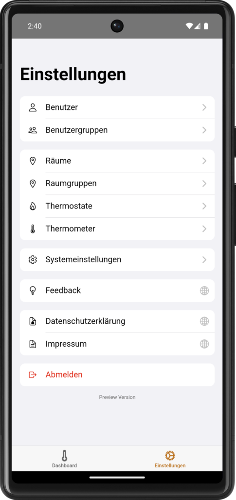 Templado Einstellungen Einstellungen der App Templado auf einem Google Pixel